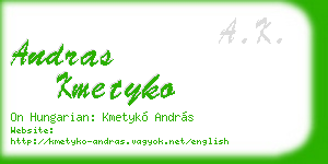andras kmetyko business card